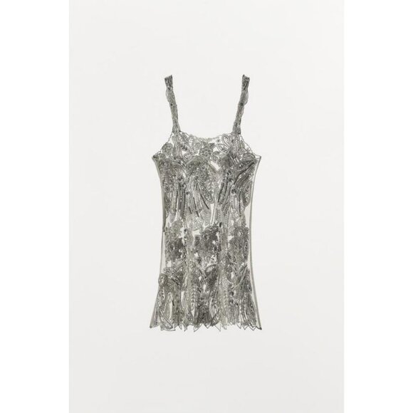 ZARA LIMITED EDITION SEQUINNED MESH MINI DRESS - Picture 6 of 7